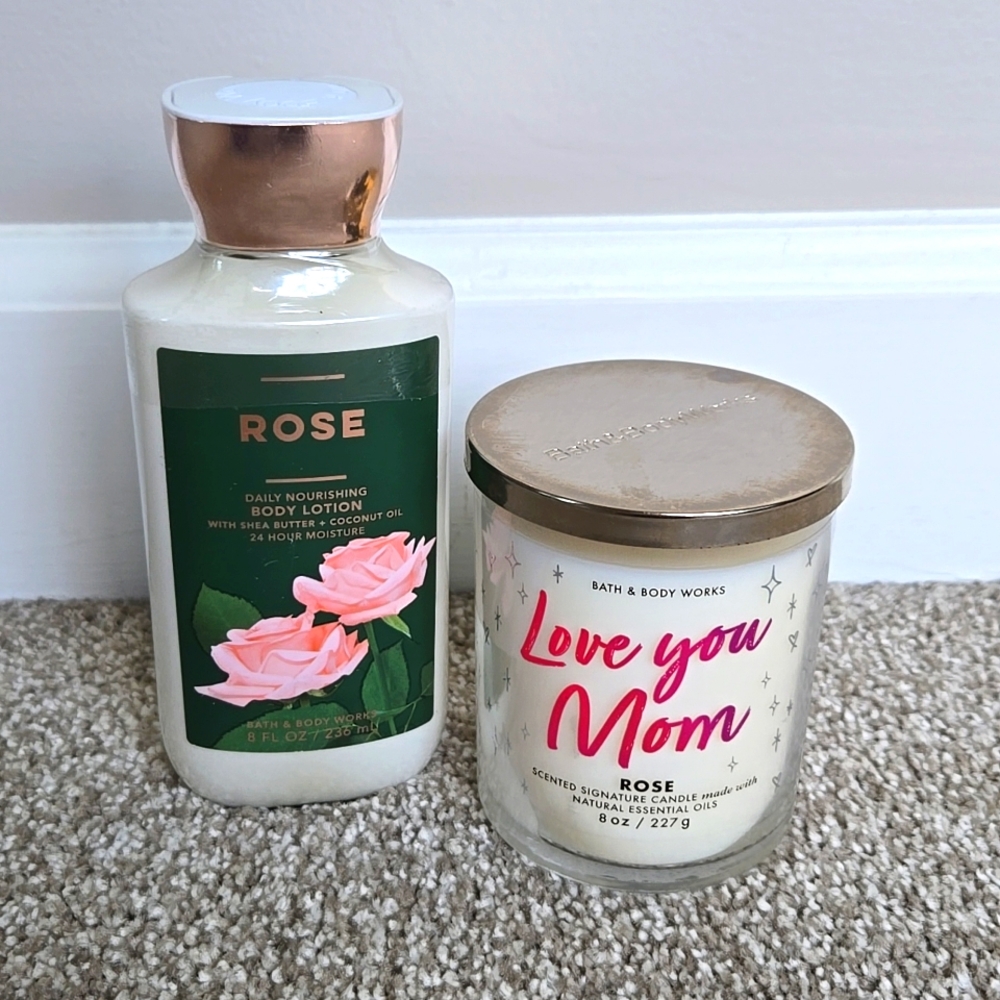 Rose lotion and candle